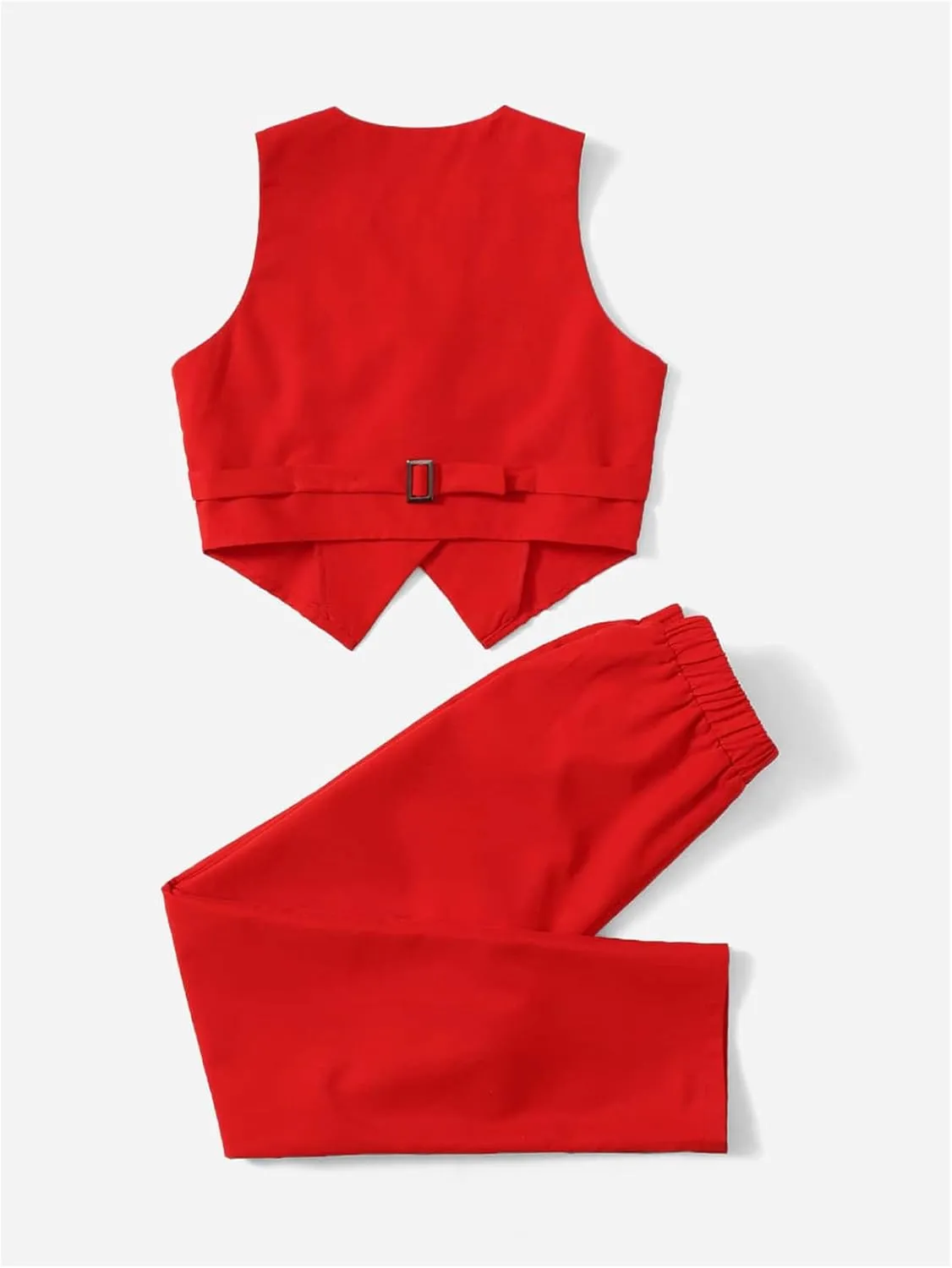 WDIRARA Girl's Two Piece Outfits Button Down Vest Blazer Pants Set Clothing Sets