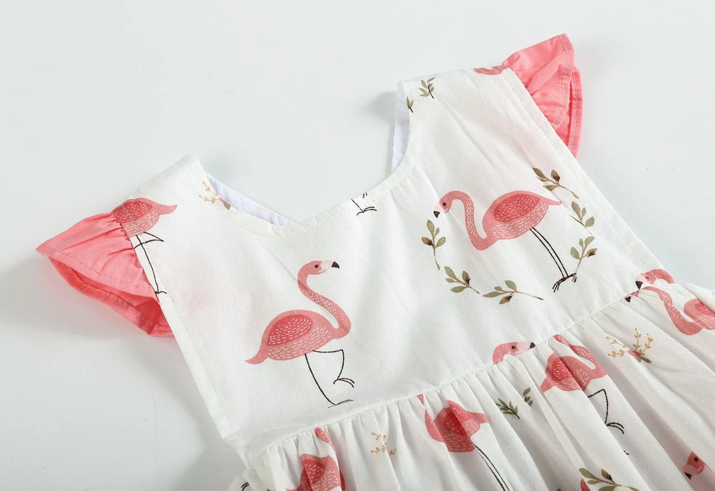 White & Pink Flamingo Ruffle Bubble Bodysuit
