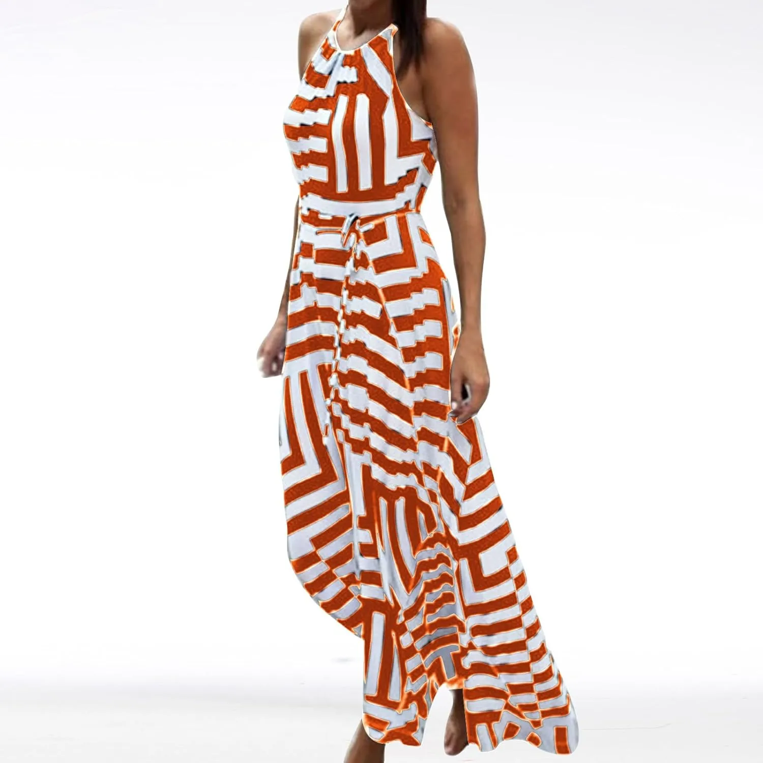Women Boho Summer Dress 2024 Spaghetti Strap Beach Long Dress Sleeveless Flowy A-Line Maxi Dresses Sundress