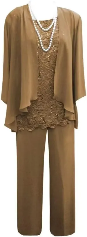 Women's 3 Pieces Mother of The Bride Dress Pant Suits with Jacket for Wedding Guest Dress