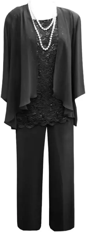 Women's 3 Pieces Mother of The Bride Dress Pant Suits with Jacket for Wedding Guest Dress