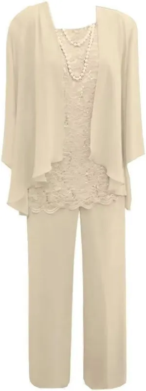 Women's 3 Pieces Mother of The Bride Dress Pant Suits with Jacket for Wedding Guest Dress