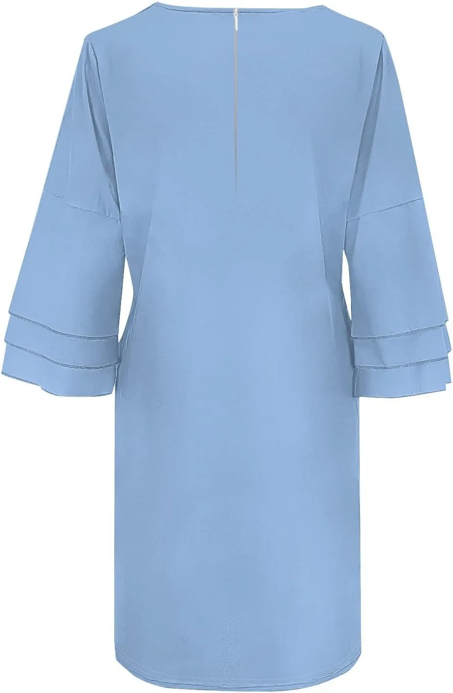 Women's Casual Boho Dress 2025 Spring Summer Loose V Neck 3/4 Bell Sleeve Flowy Beach Vacation Dresses