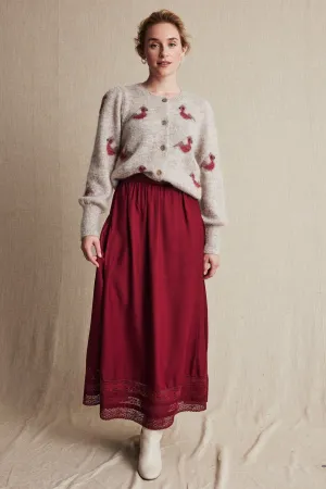 Women's red lace skirt