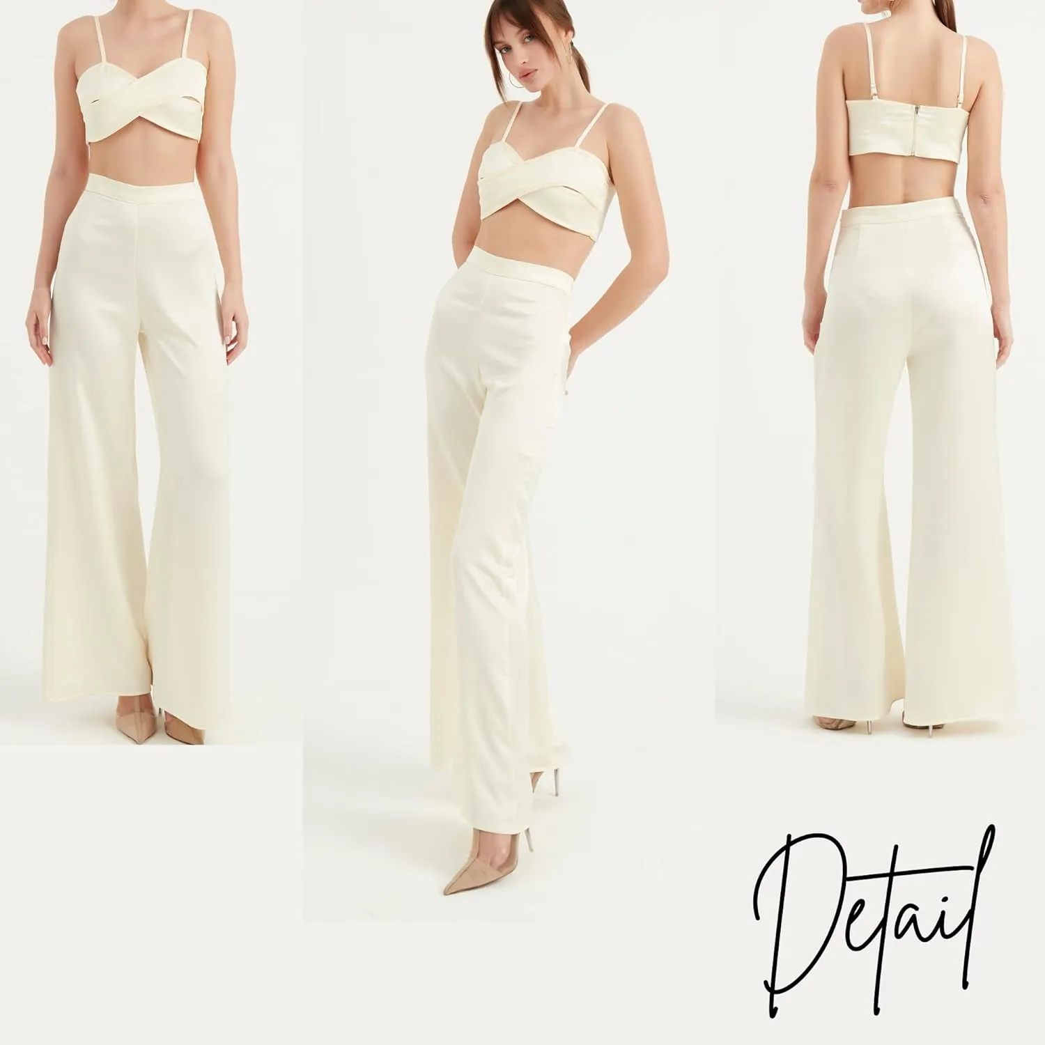 Women's Satin Pant | Casual Wide Leg High Waist Flowy Trousers | Spring Women Pant Clothing
