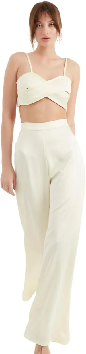 Women's Satin Pant | Casual Wide Leg High Waist Flowy Trousers | Spring Women Pant Clothing