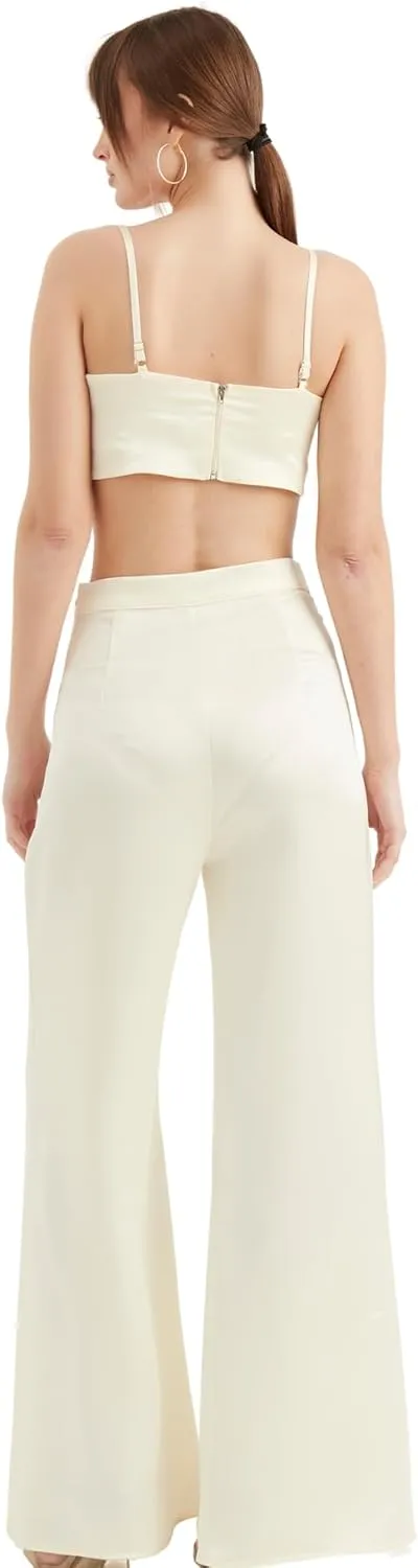 Women's Satin Pant | Casual Wide Leg High Waist Flowy Trousers | Spring Women Pant Clothing
