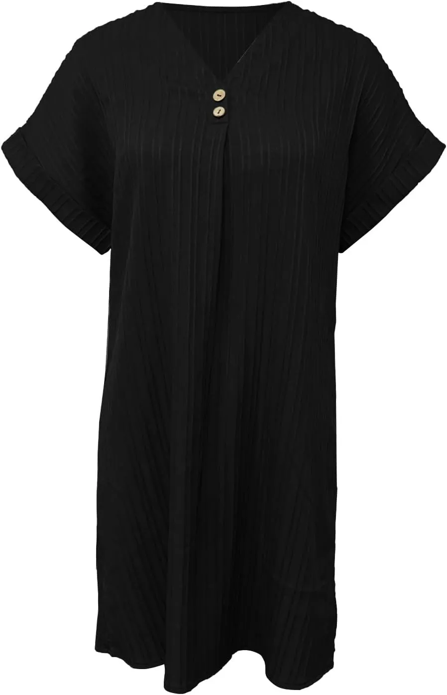 Womens Striped Summer Dresses 2025 Button V Neck Cap Sleeve Color Block Casual A Line Tshirt Dress with Pockets