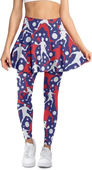 Womens Yoga Leggings with Skirts Tennis Skirts with Workout Running Pants XS-3XL