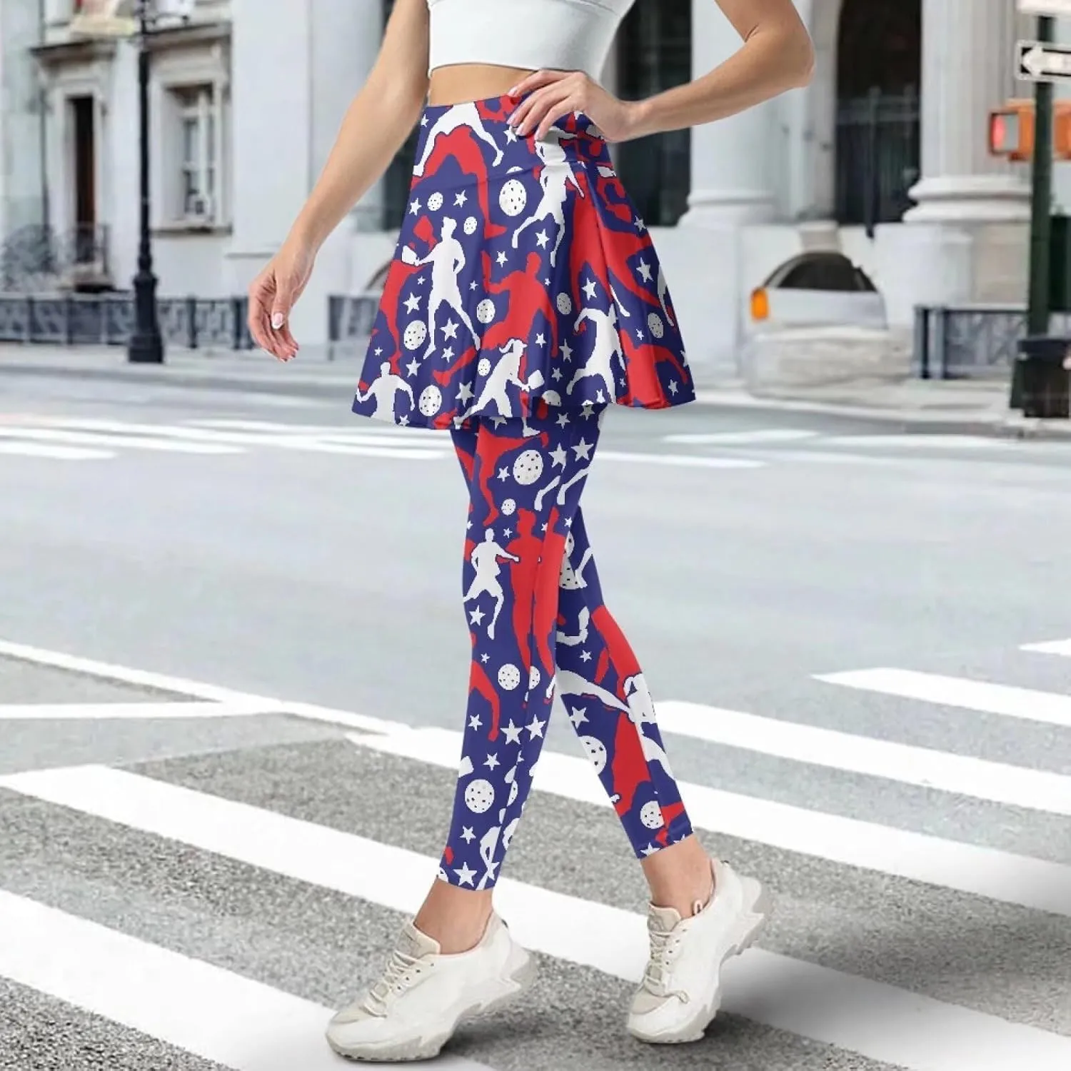 Womens Yoga Leggings with Skirts Tennis Skirts with Workout Running Pants XS-3XL