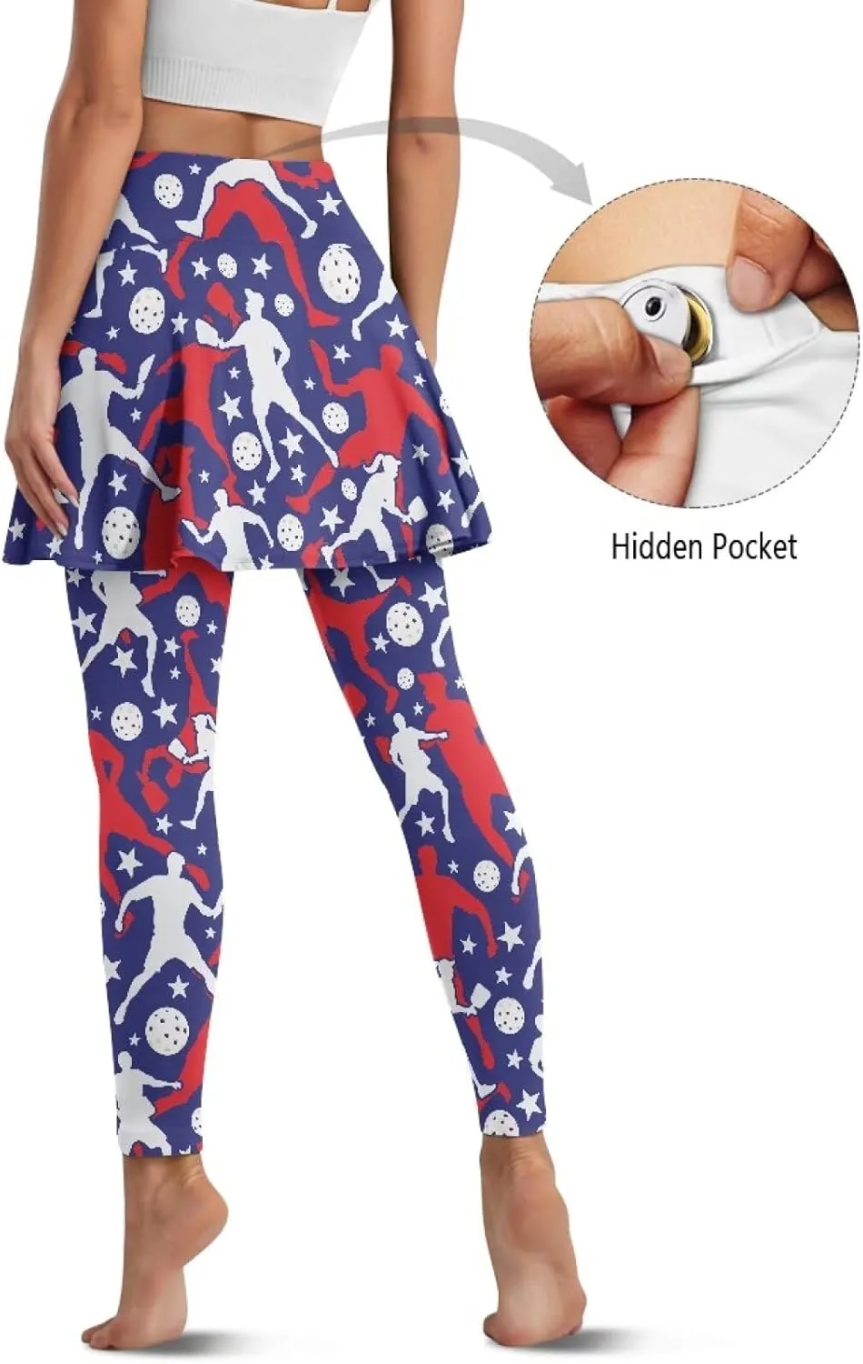 Womens Yoga Leggings with Skirts Tennis Skirts with Workout Running Pants XS-3XL