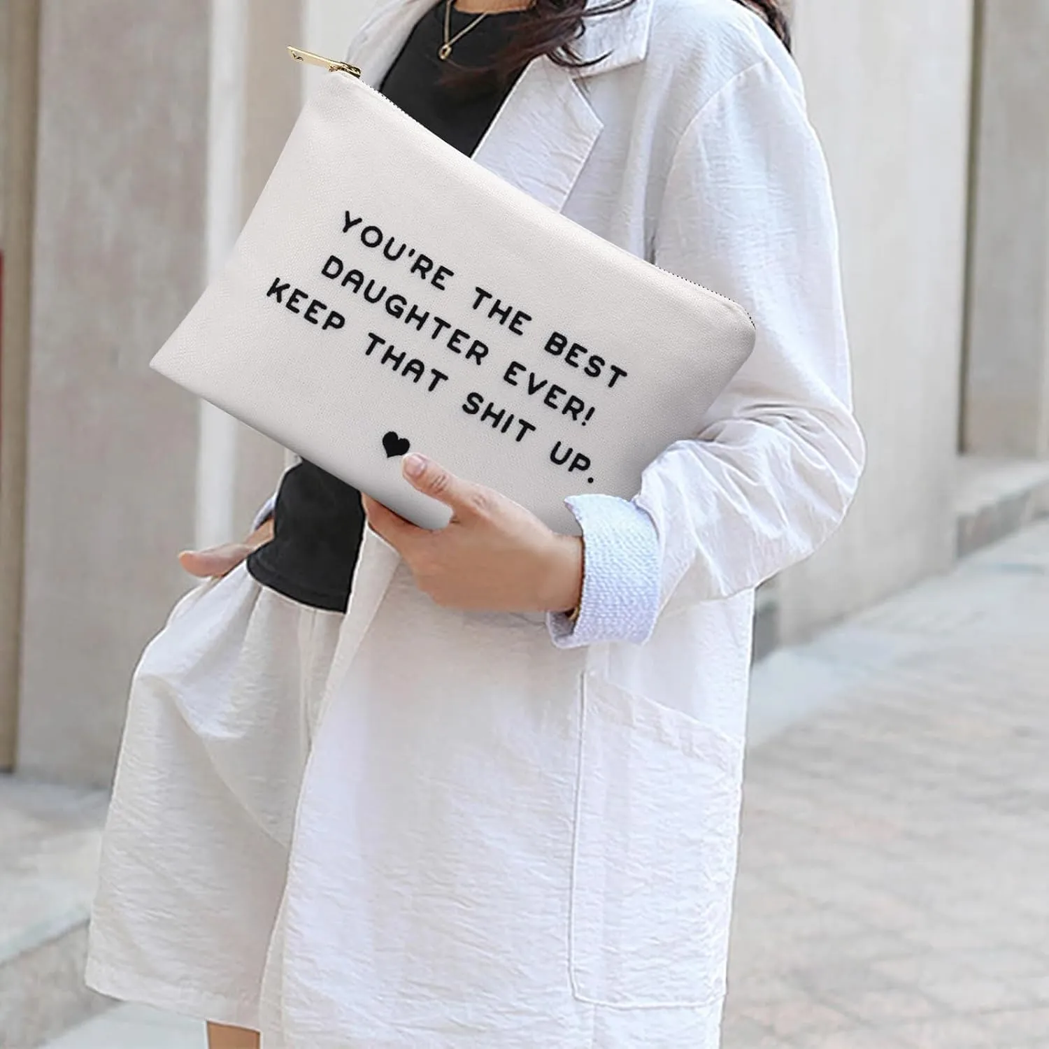 You Are The Best Daughter Ever Gifts from Mom - Makeup Bags Cosmetic Bags for Women, Large Cosmetic Bags, Daughter Wedding Christmas Gift, Daughter in Law Gifts, Bonus Daughter Gifts