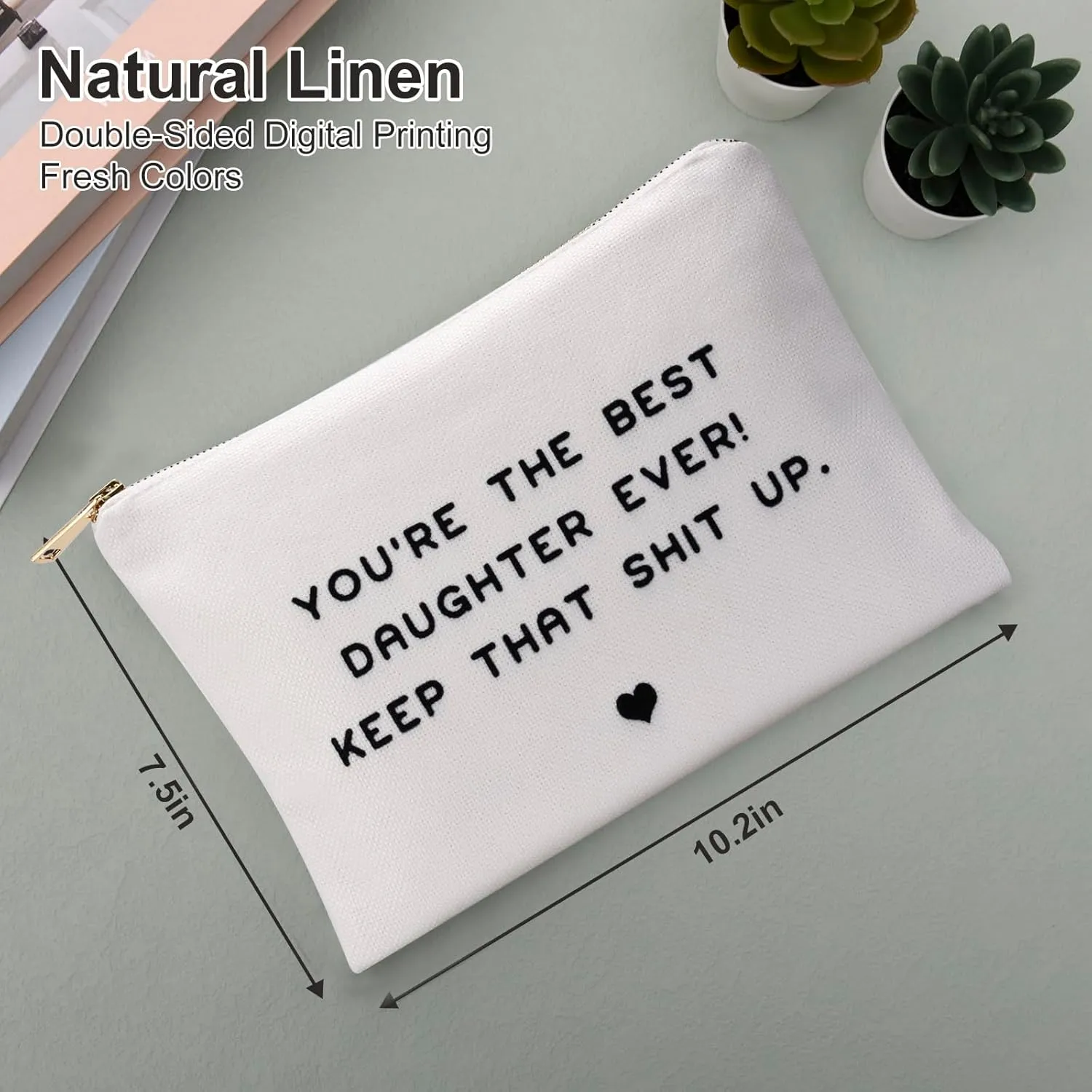 You Are The Best Daughter Ever Gifts from Mom - Makeup Bags Cosmetic Bags for Women, Large Cosmetic Bags, Daughter Wedding Christmas Gift, Daughter in Law Gifts, Bonus Daughter Gifts