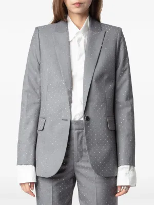 ZADIG & VOLTAIRE VALSE TAILLEUR STRASS GREY BLAZER