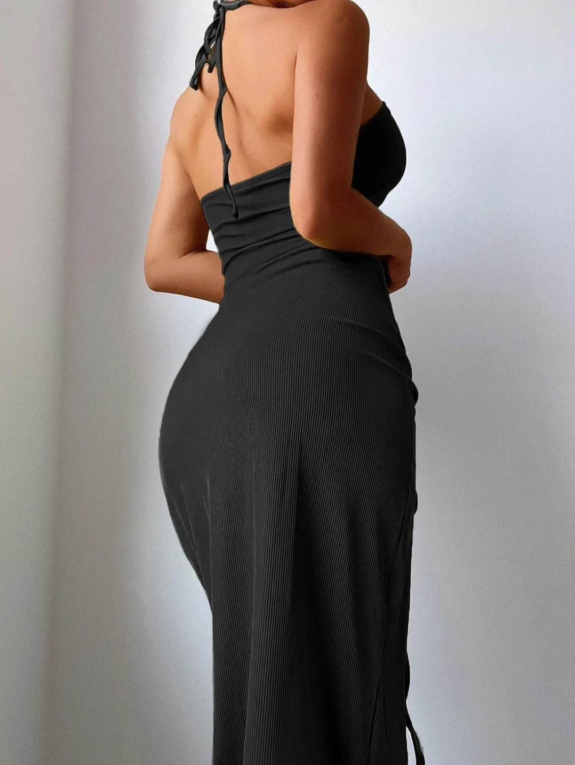 ZAFUL Women's Sleeveless Dress Sex Midi Halter Dresses Criss Cross Cami Womens Dresses Dress for Party