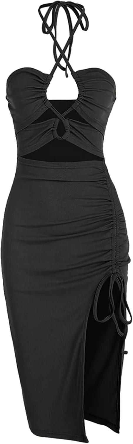 ZAFUL Women's Sleeveless Dress Sex Midi Halter Dresses Criss Cross Cami Womens Dresses Dress for Party